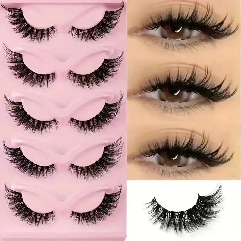 Veltrinay Fake Lashes Cat Eye Lashes Faux Mink Eyelashes Clear Band Lashes Natural Look Wispy Mink Eyelashes False Lashes Makeup