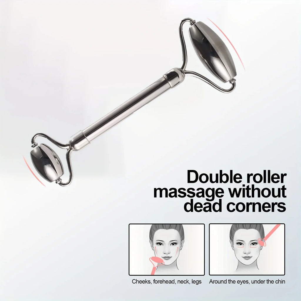 Kit Roller de Glace 3en1 & Gua Sha - Acier Inoxydable