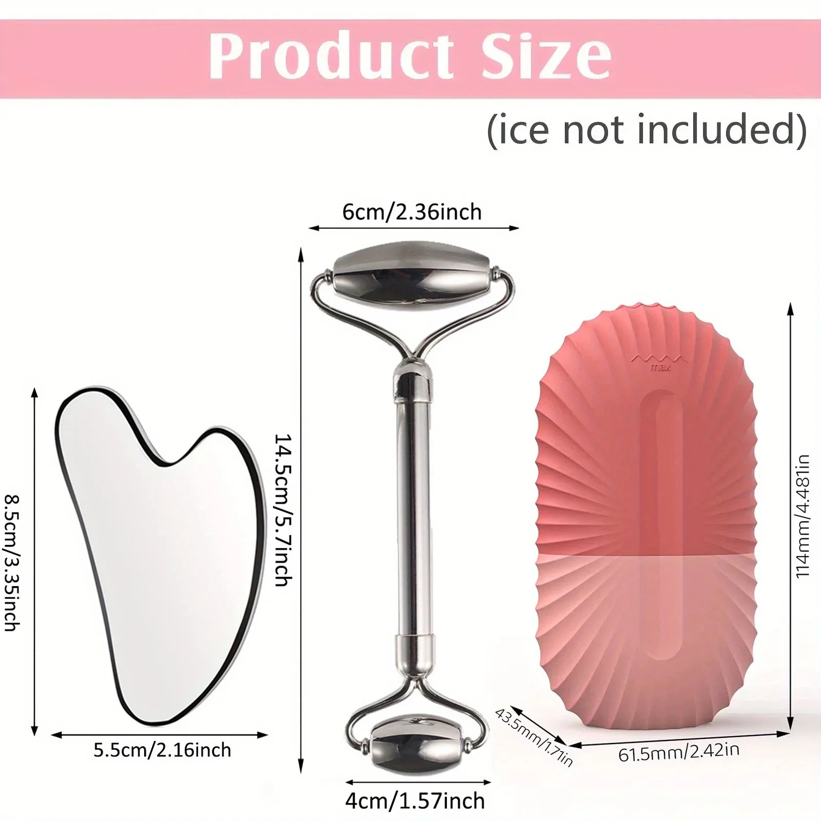 Kit Roller de Glace 3en1 & Gua Sha - Acier Inoxydable